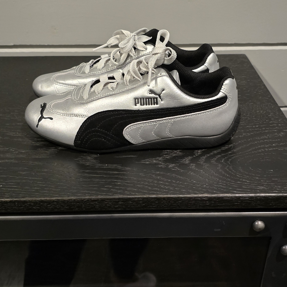 Puma Women's Silver and Black Sneakers - Picture 4 of 7